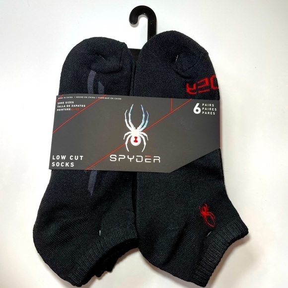 Spyder men’s low cut socks 6 pairs size 6-12 black gray red - Picture 1 of 1